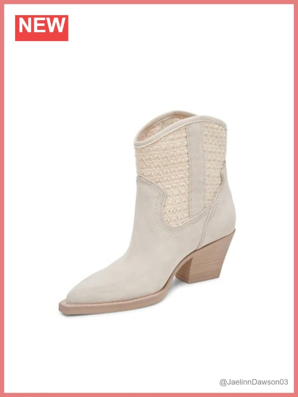 Suede Western Ankle Bootie with Block Heel and Pointed Toe